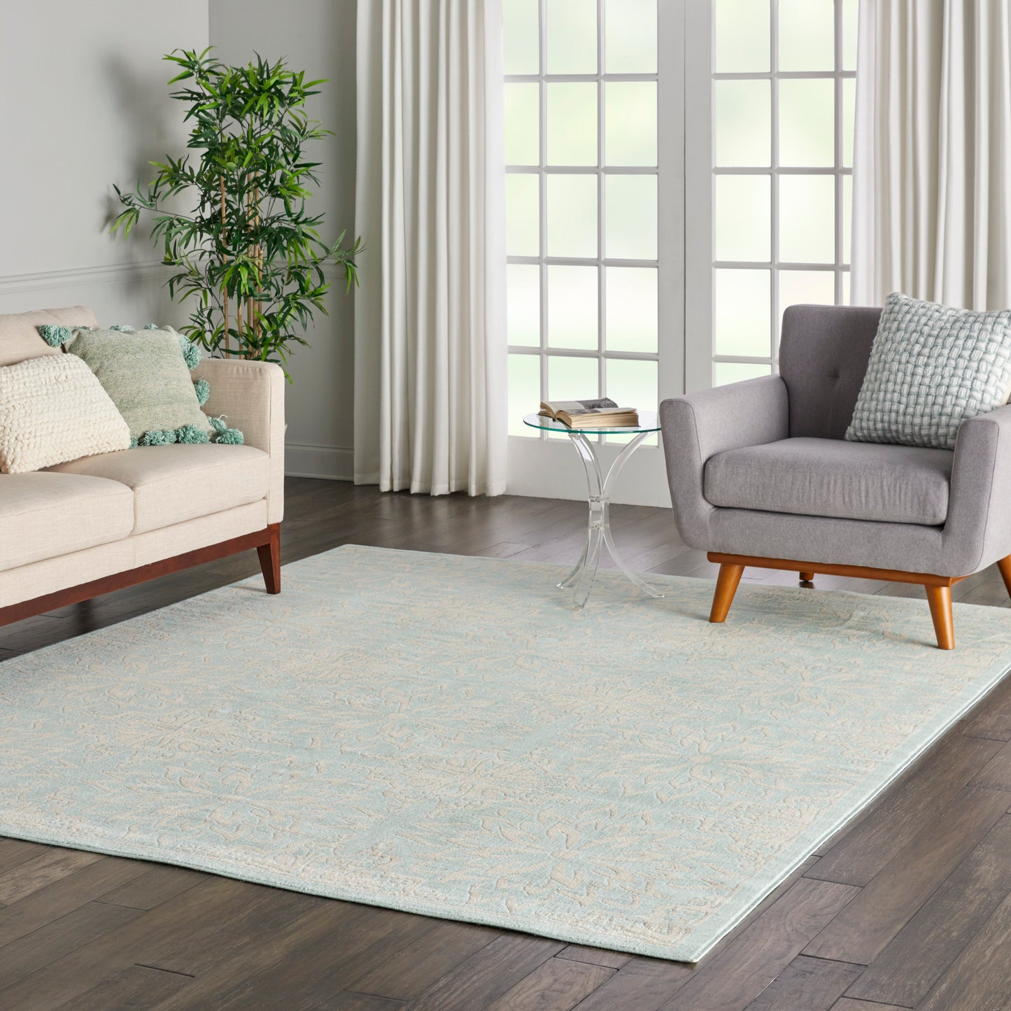 Nourison Jubilant 7'10" x 9'10" Ivory Green Farmhouse Indoor Rug