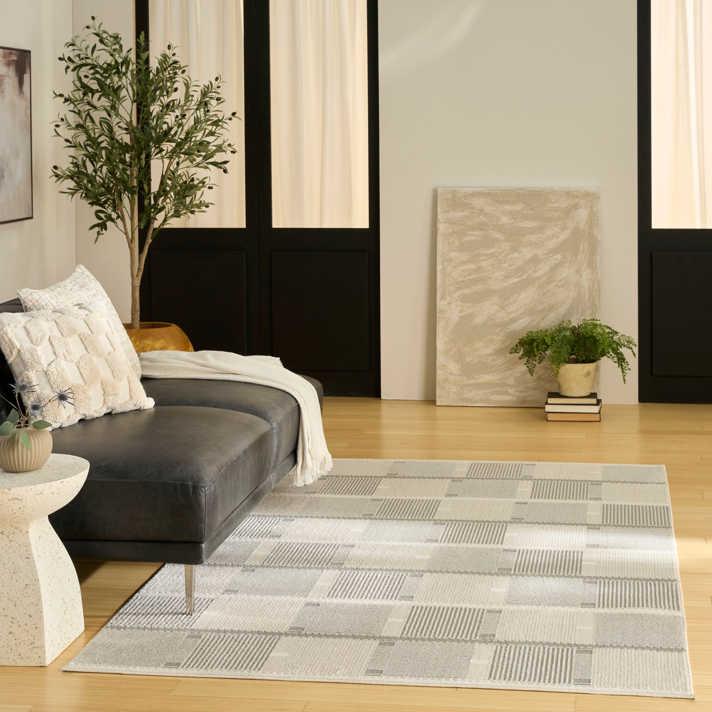 Nourison Nordic 5' x 7' Ivory Grey Modern Indoor Rug