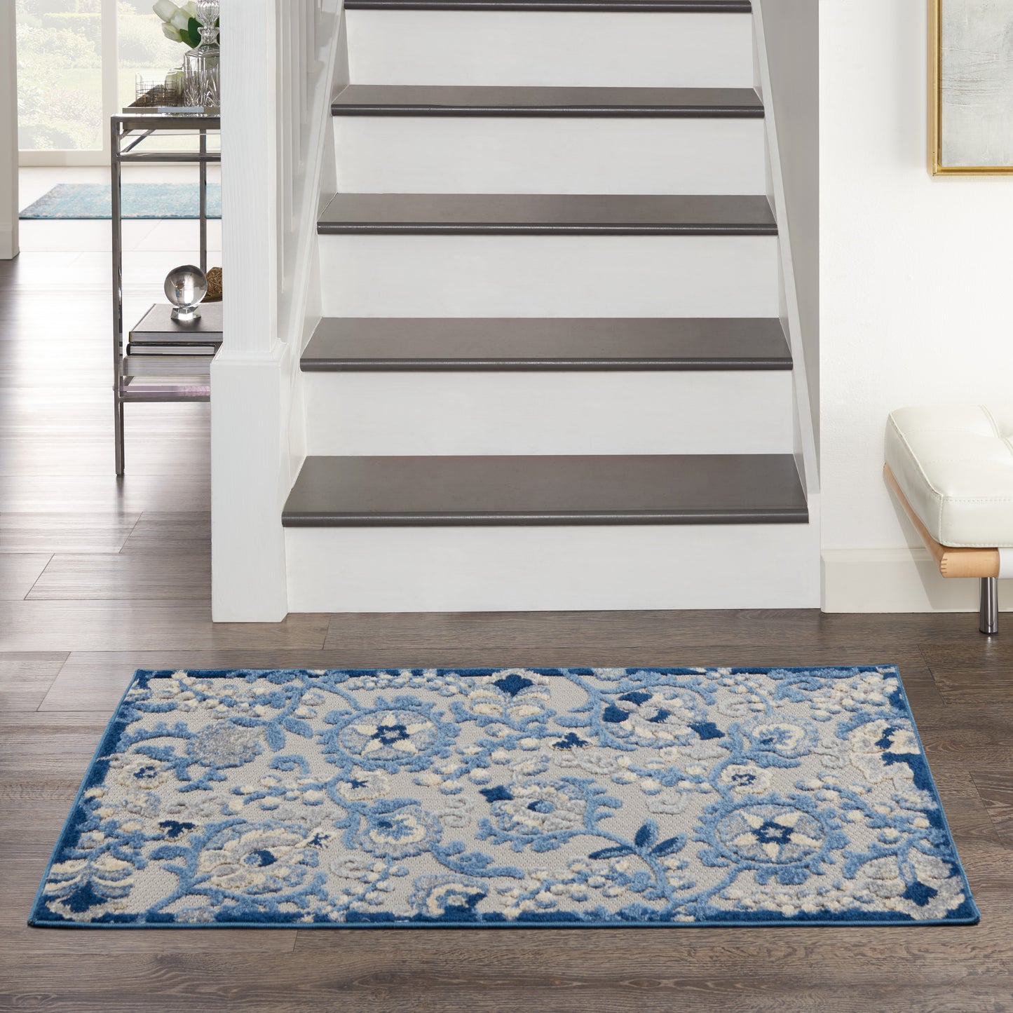 Nourison Aloha 2'8" x 4' Blue Grey Farmhouse Rug