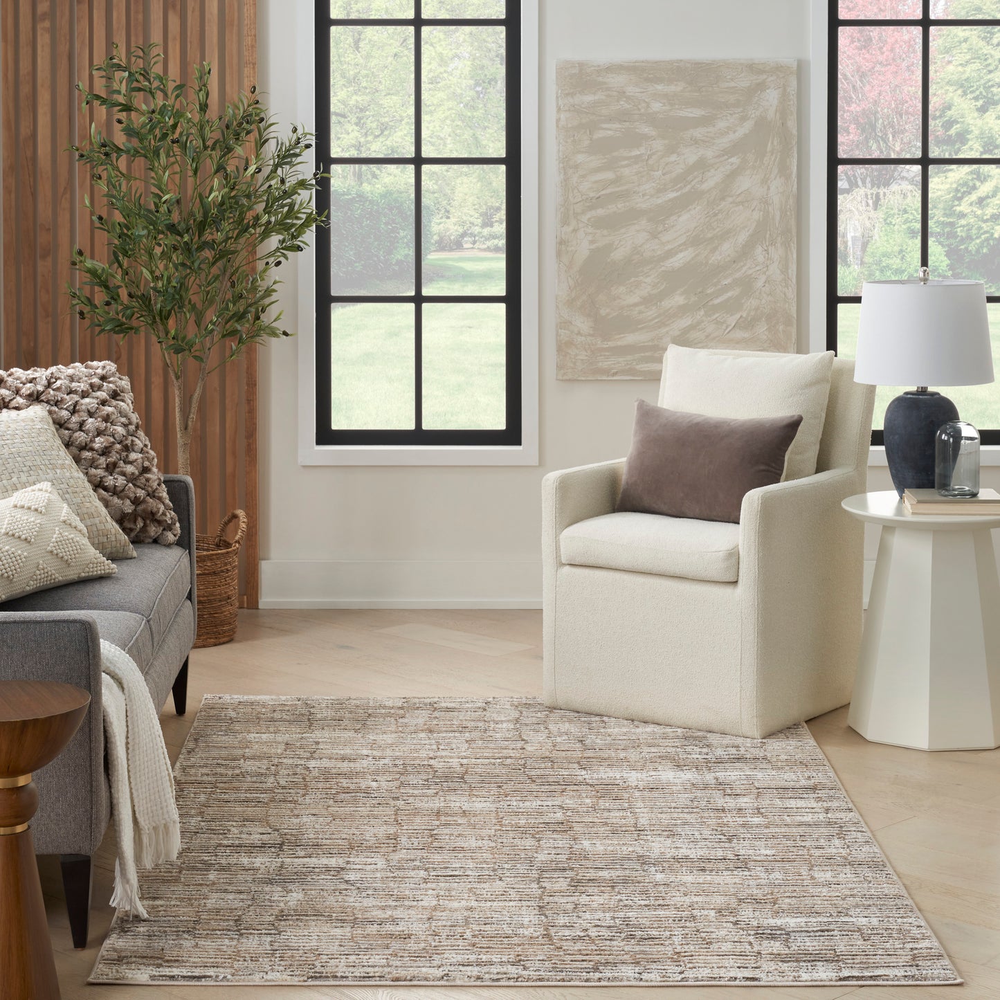 Nourison Sustainable Trends 5'3" x 7'3" Ivory Mocha Modern Indoor Rug