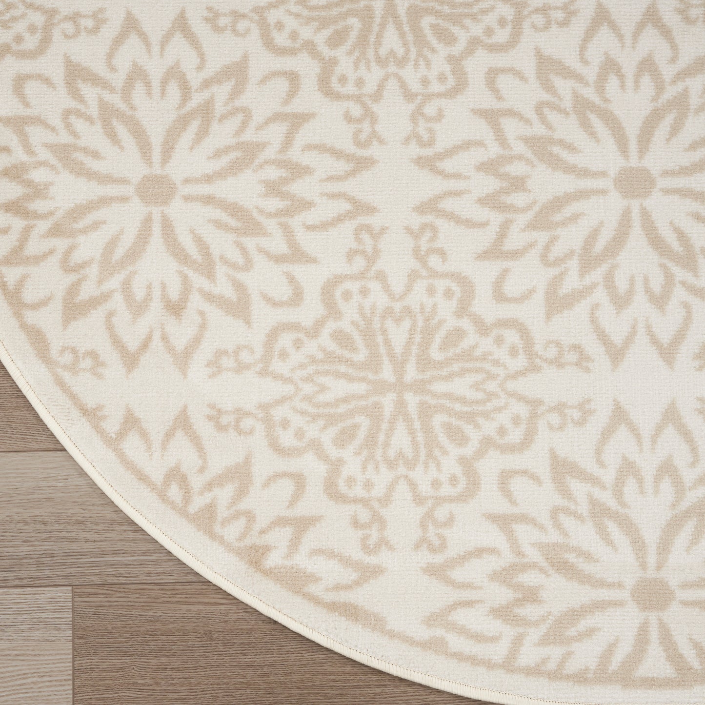 Nourison Jubilant 5'3" x Round Ivory Beige Farmhouse Indoor Rug