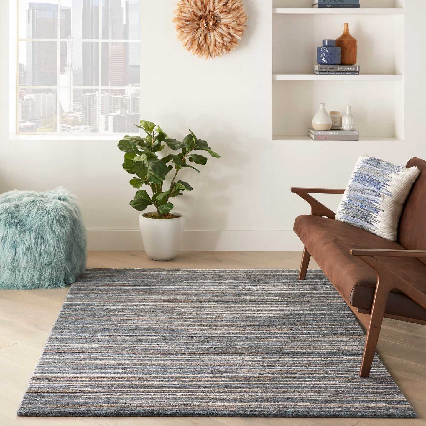 Nourison Plateau 5'6" x 7'5" Blue Modern Indoor Rug