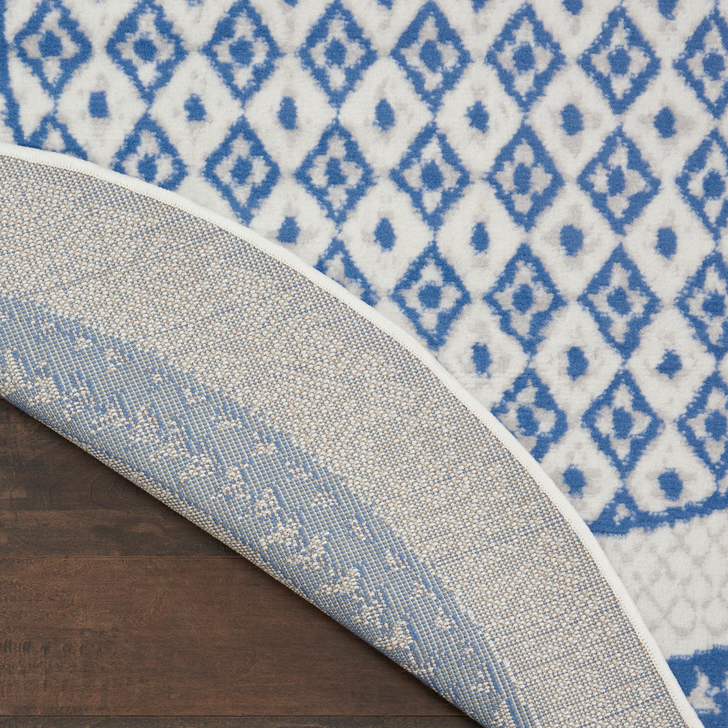 Nourison Whimsicle 8' x Round Ivory Blue Farmhouse Indoor Rug
