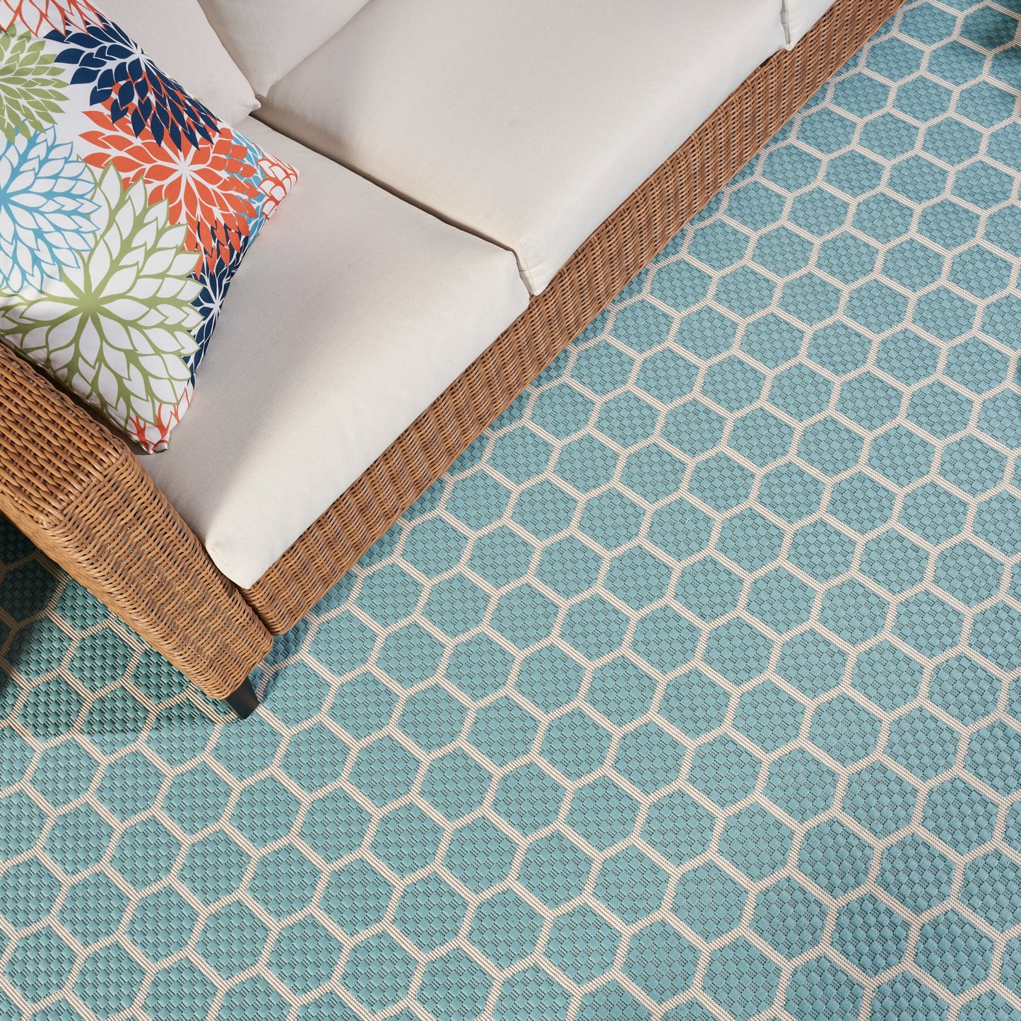 Nourison Twist Reversible 9' x 12' Aqua Modern Rug