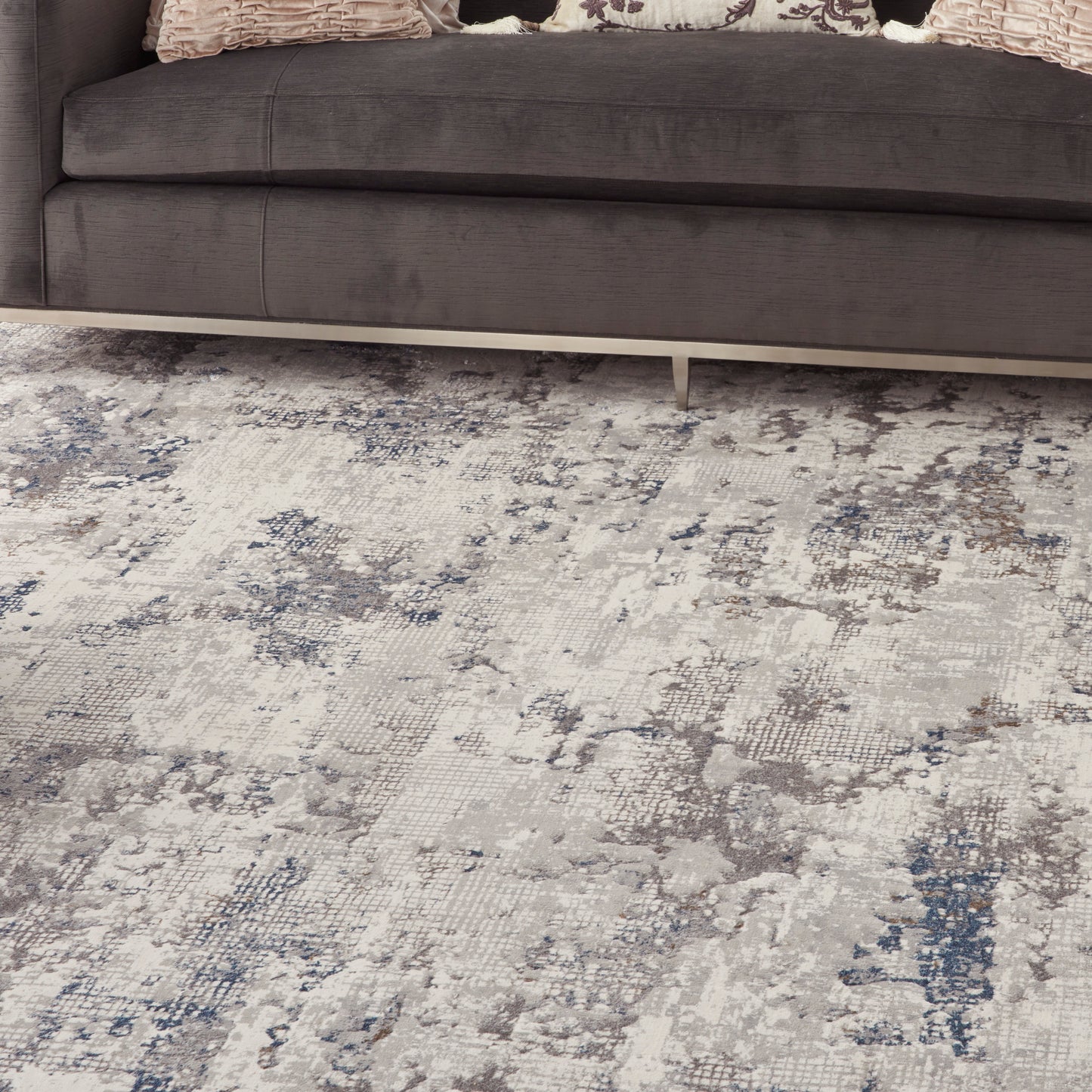 Nourison Royal Terrace 8'10" x 11'10" White Blue Modern Indoor Rug