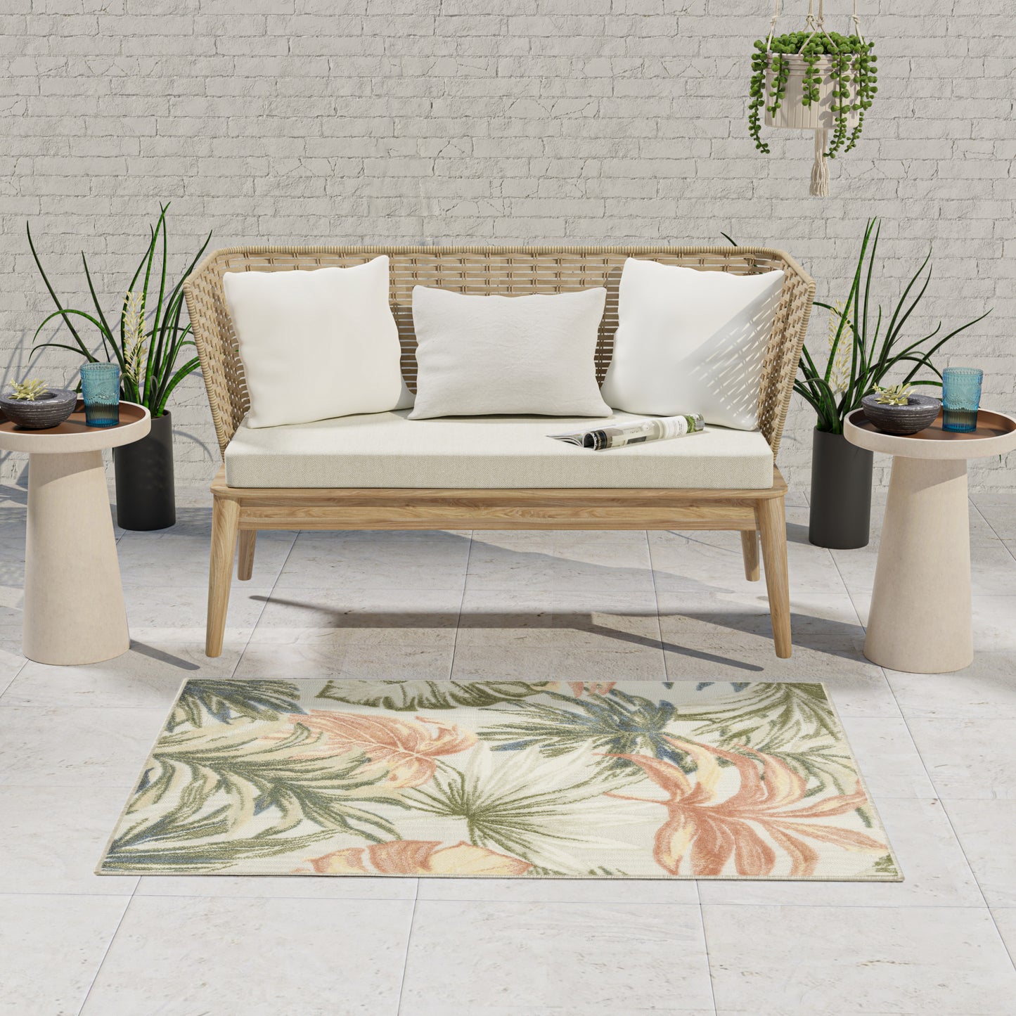 Nourison Aloha 2'8" x 4' Ivory Green Modern Rug