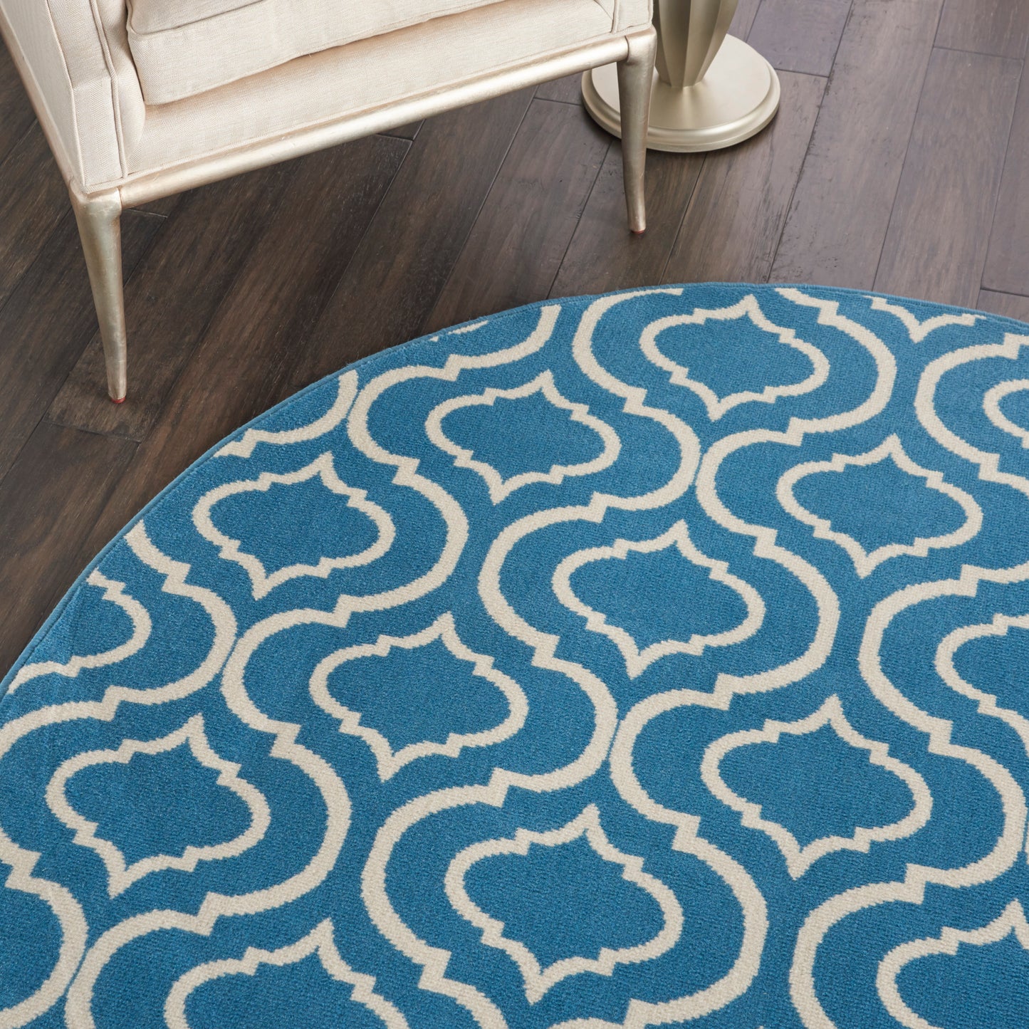 Nourison Jubilant 5'3" x Round Blue Contemporary Indoor Rug