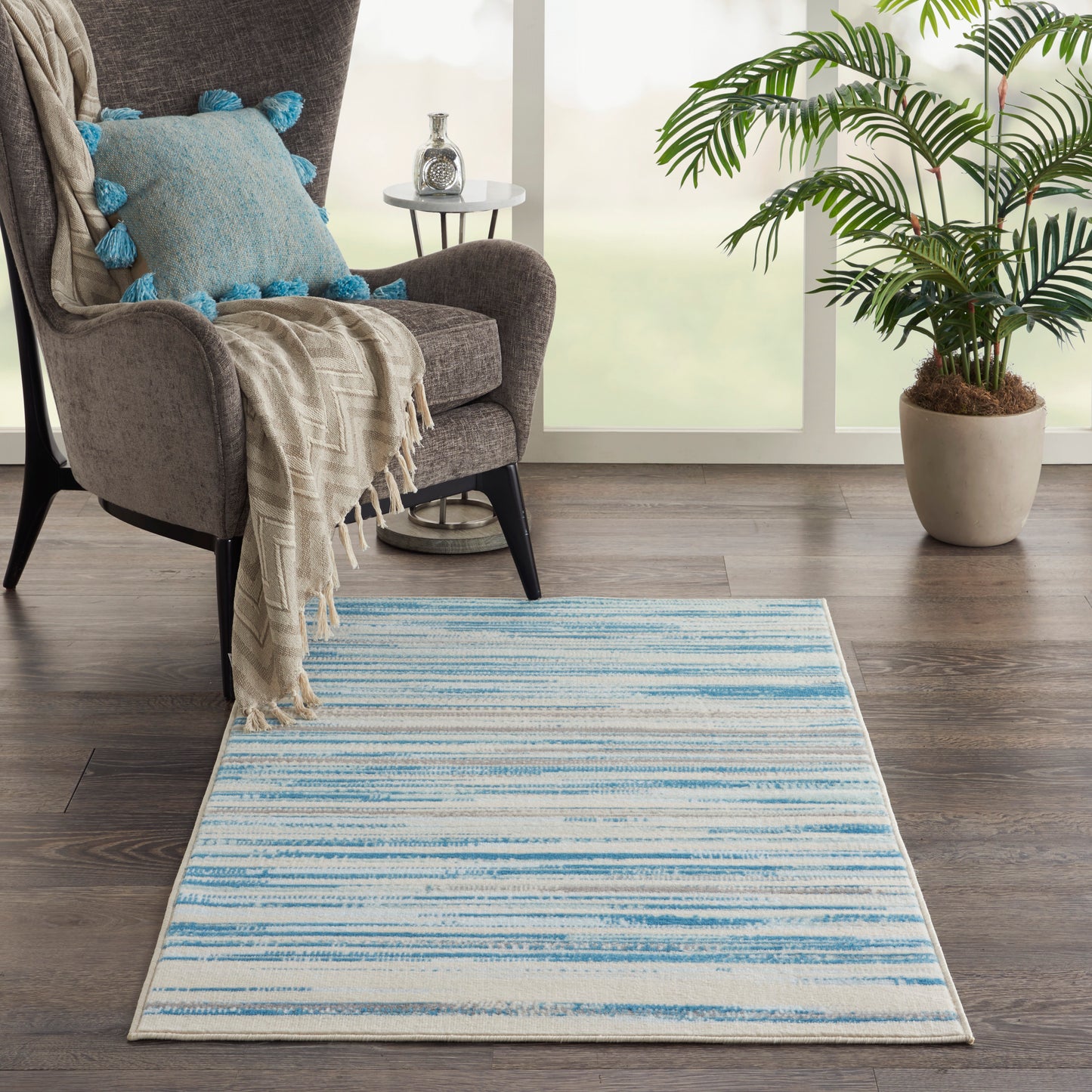 Nourison Jubilant 3' x 5' Blue Modern Indoor Rug