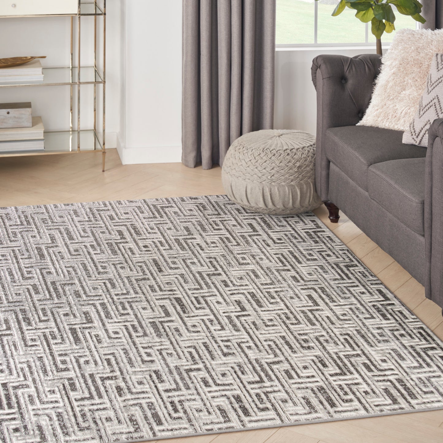 Nourison Serenity Home 3'11" x 5'11" Grey Ivory Modern Indoor Rug