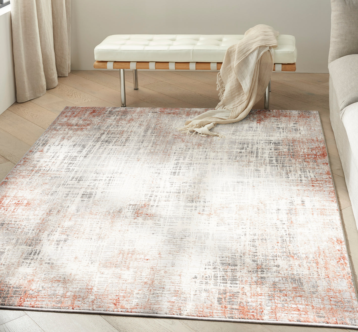 Calvin Klein CK022 Infinity 4' x 6' Rust Multicolor Modern Indoor Rug