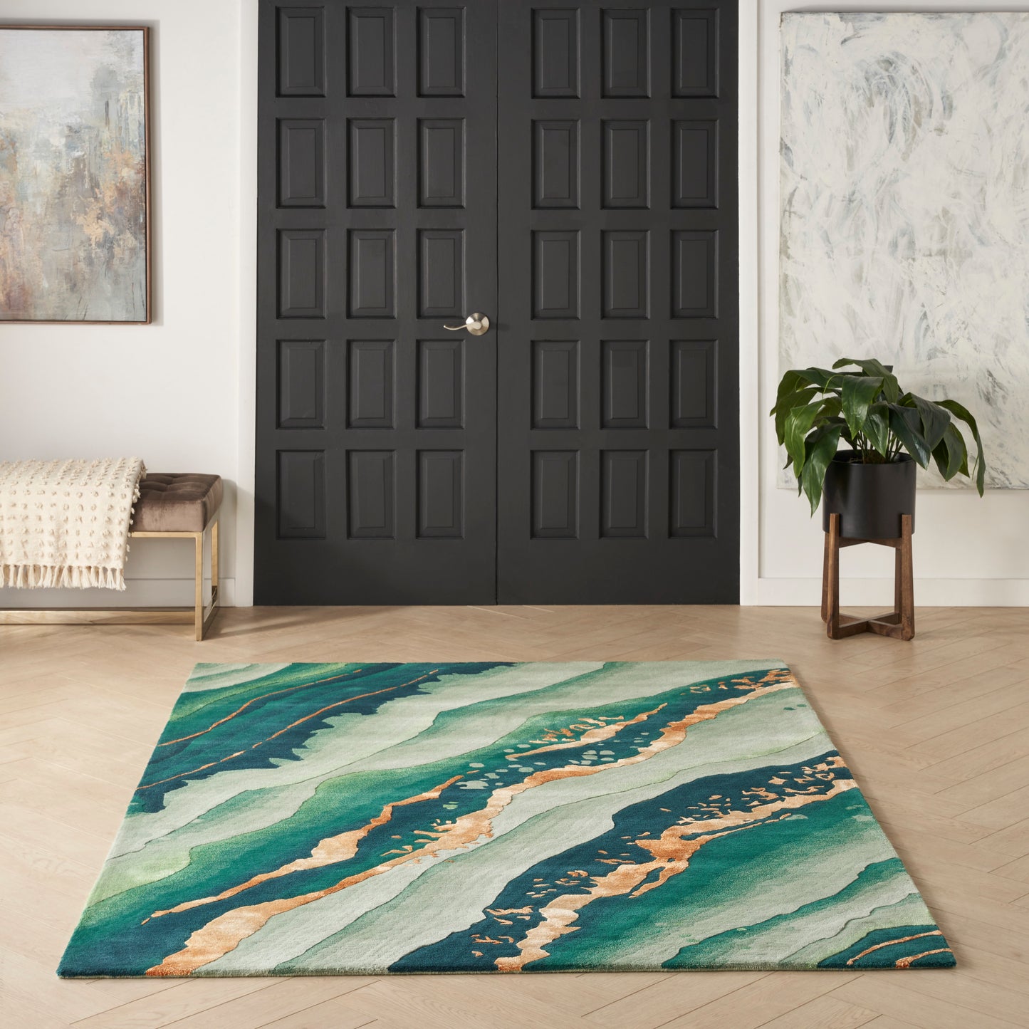 Nourison Prismatic 5'6" x 7'5" Emerald Modern Indoor Rug