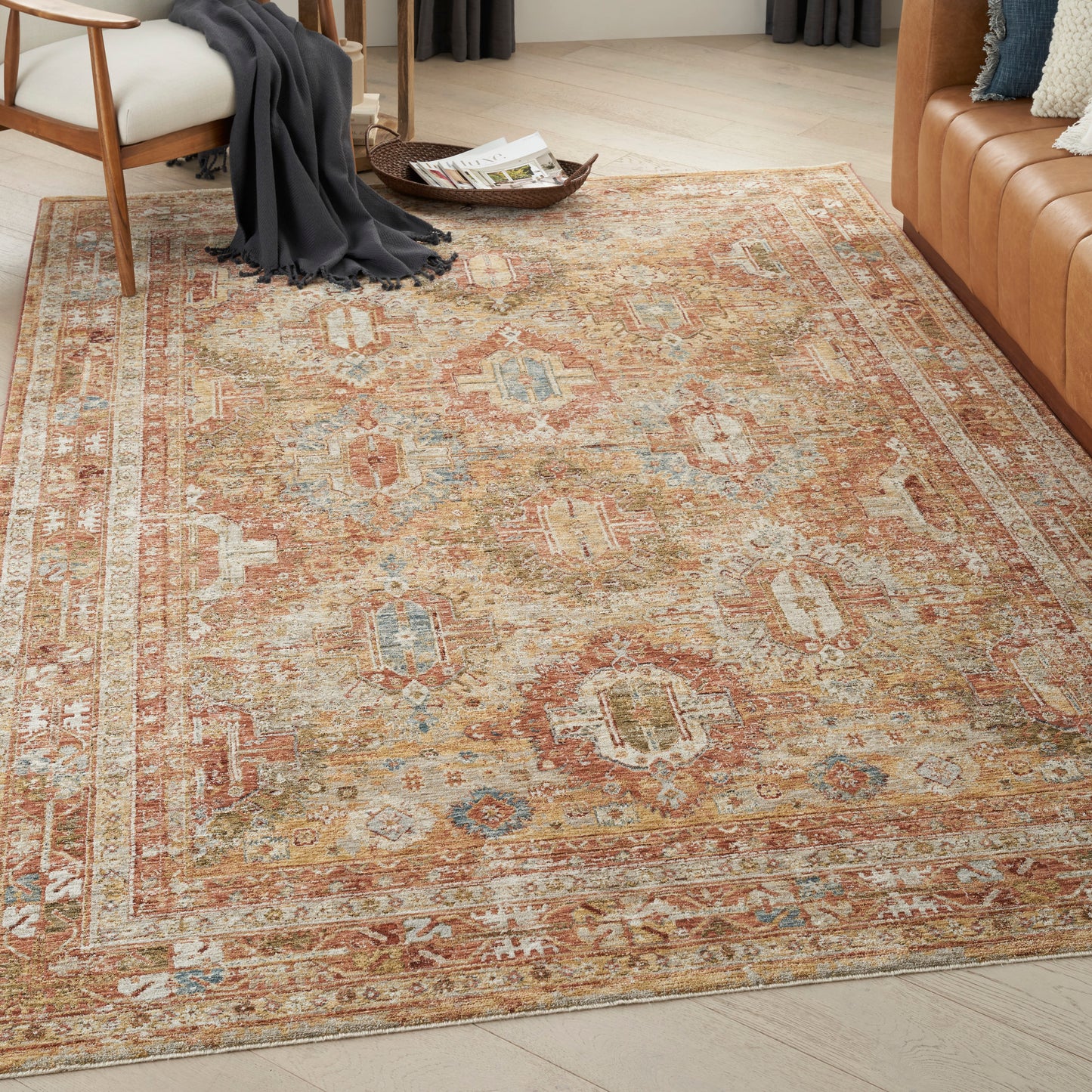 Nourison Sahar 7'10" x 10'4" Rust Vintage Indoor Rug