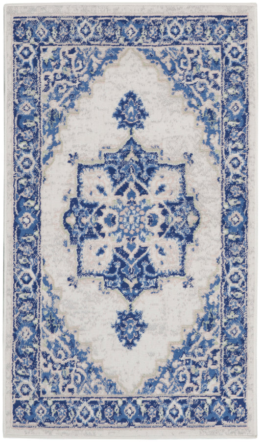 Nourison Whimsicle 3' x 5' Ivory Blue Farmhouse Indoor Rug