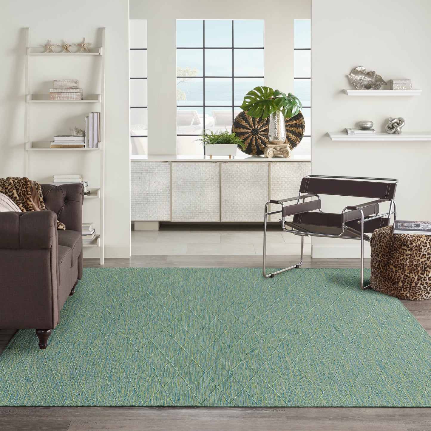 Nourison Washable Solutions 8' x 10' Blue/Green Modern Rug