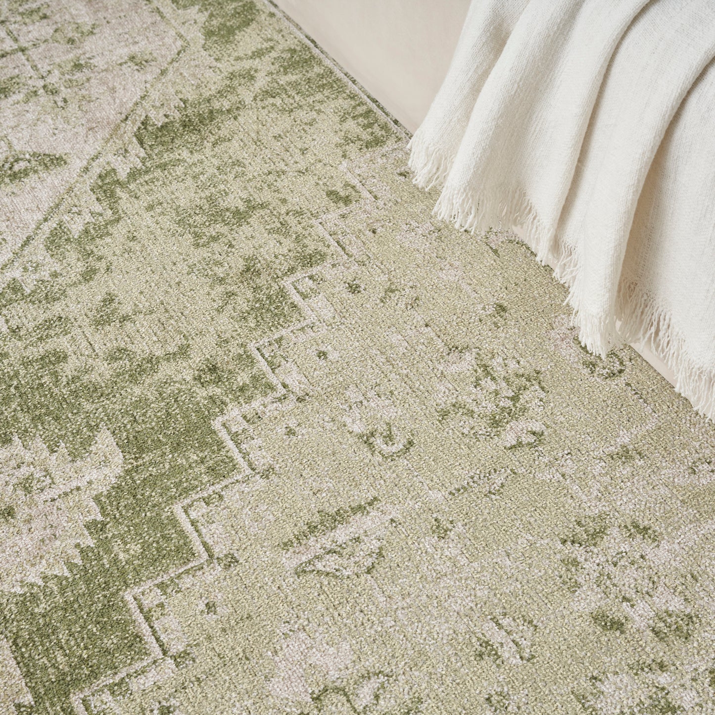 Nourison Astra Machine Washable 9' x 12' Ivory Green Vintage Indoor Rug