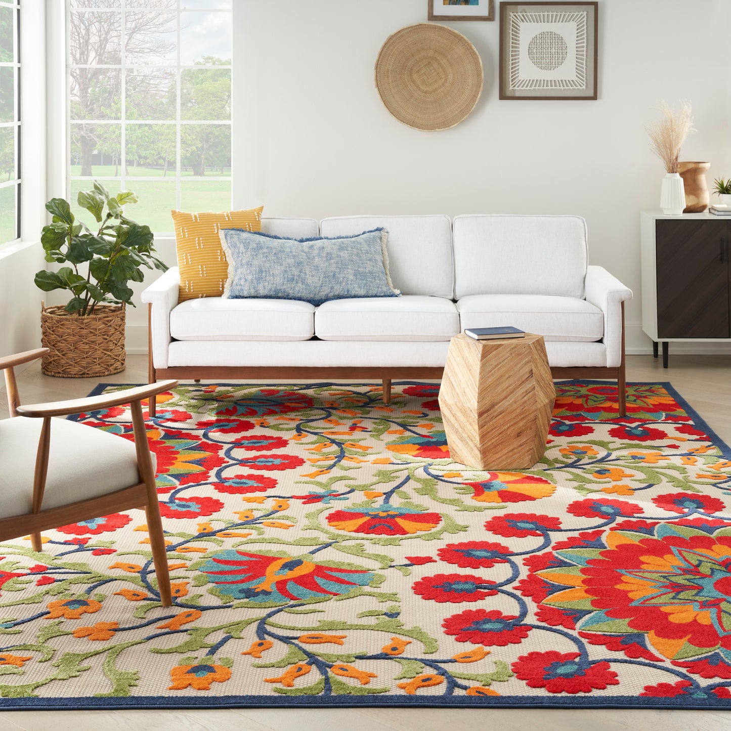 Nourison Aloha 9' x 12' Red Multicolor Transitional Rug