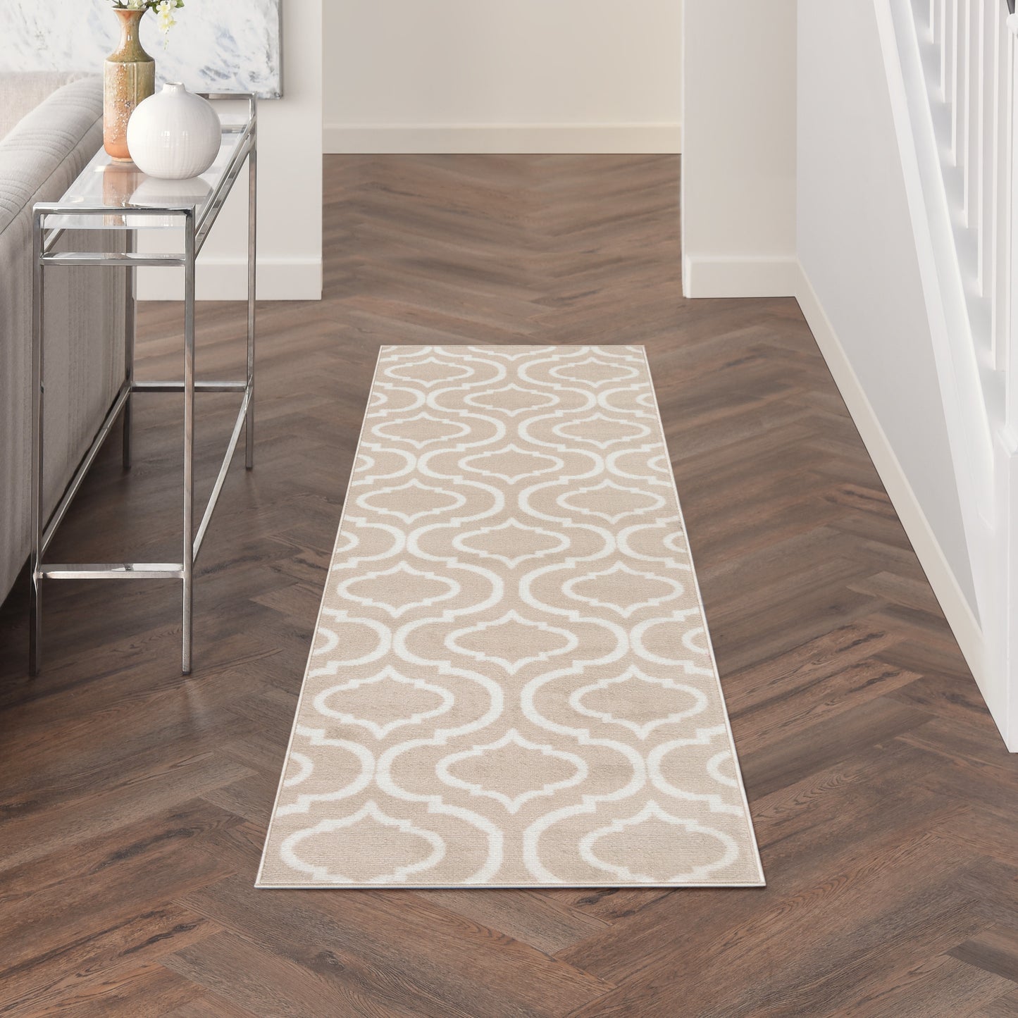 Nourison Jubilant 2'3" x 7'3" Beige Contemporary Indoor Rug