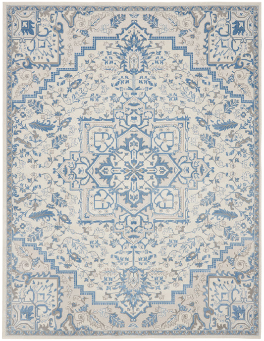 Nourison Elation 7'10" x 9'10" Ivory Blue Bohemian Indoor Rug