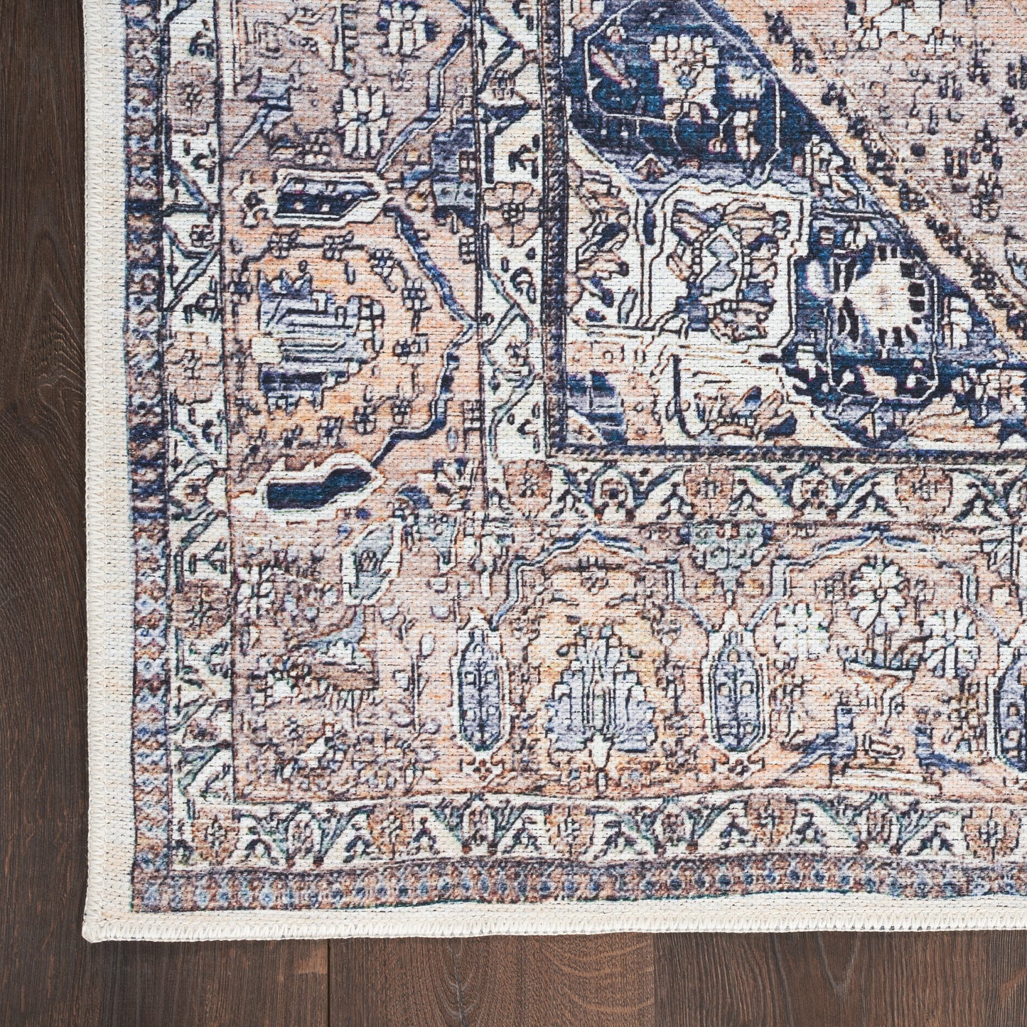 Nourison Grand Washables 2' x 6' Ivory Blue Vintage Indoor Rug