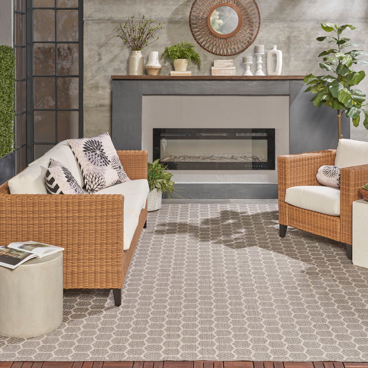 Nourison Twist Reversible 8' x 10' Grey Modern Rug