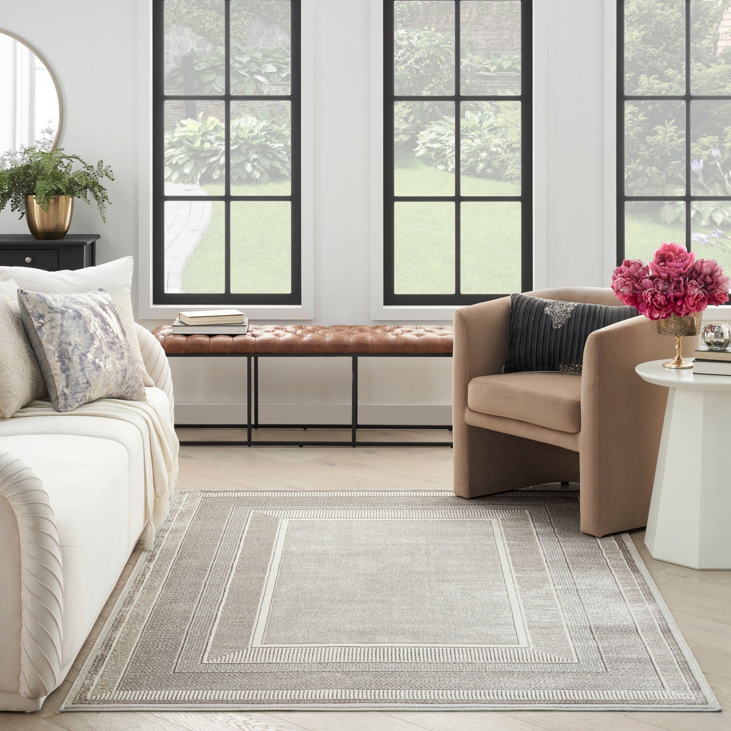 Nourison Glitz 7'10" x 9'10" Silver Modern Indoor Rug