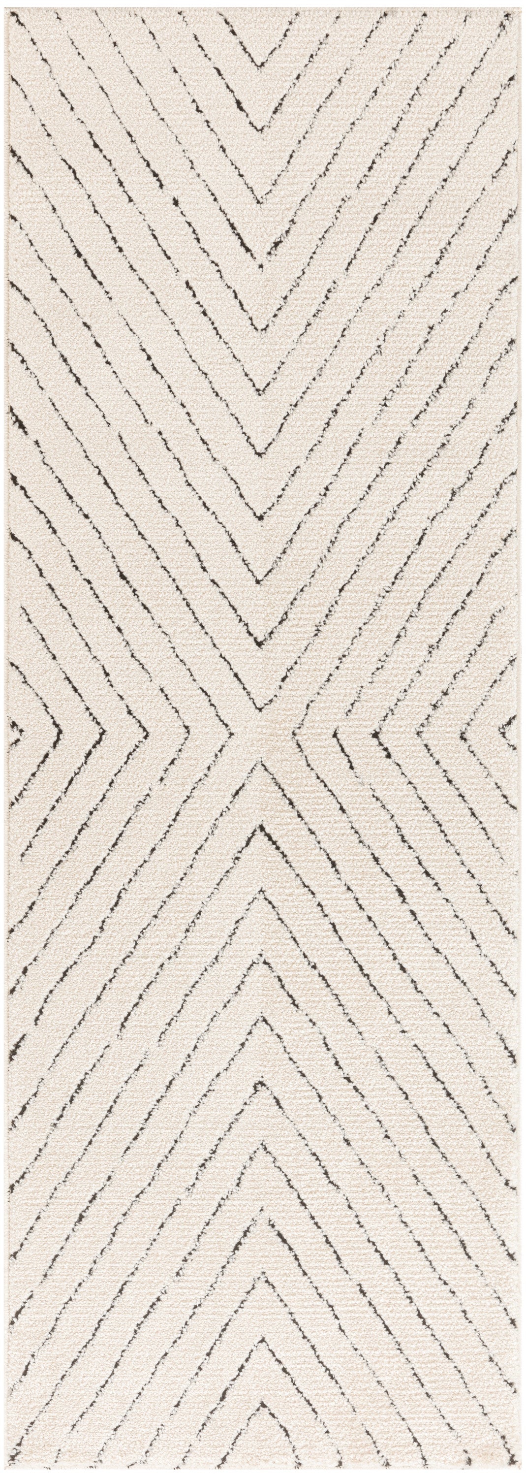 Nourison Modern Comfort 2'2" x 6' Ivory Black Scandinavian Indoor Rug