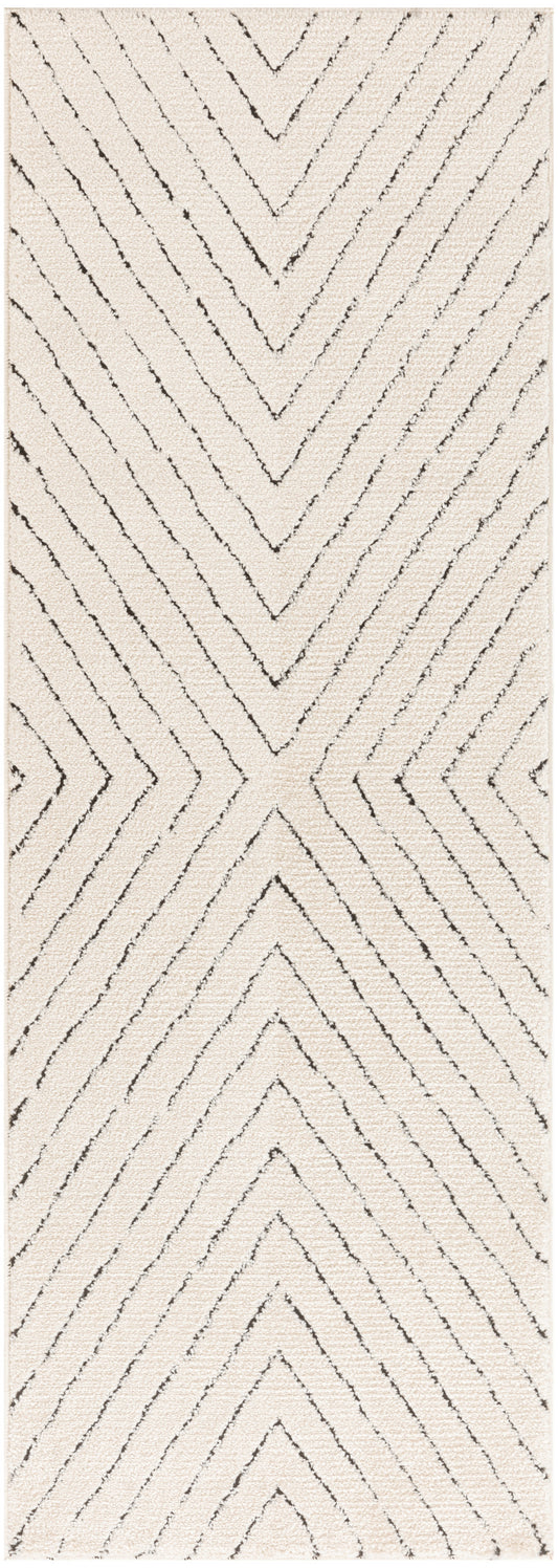 Nourison Modern Comfort 2'2" x 6' Ivory Black Scandinavian Indoor Rug