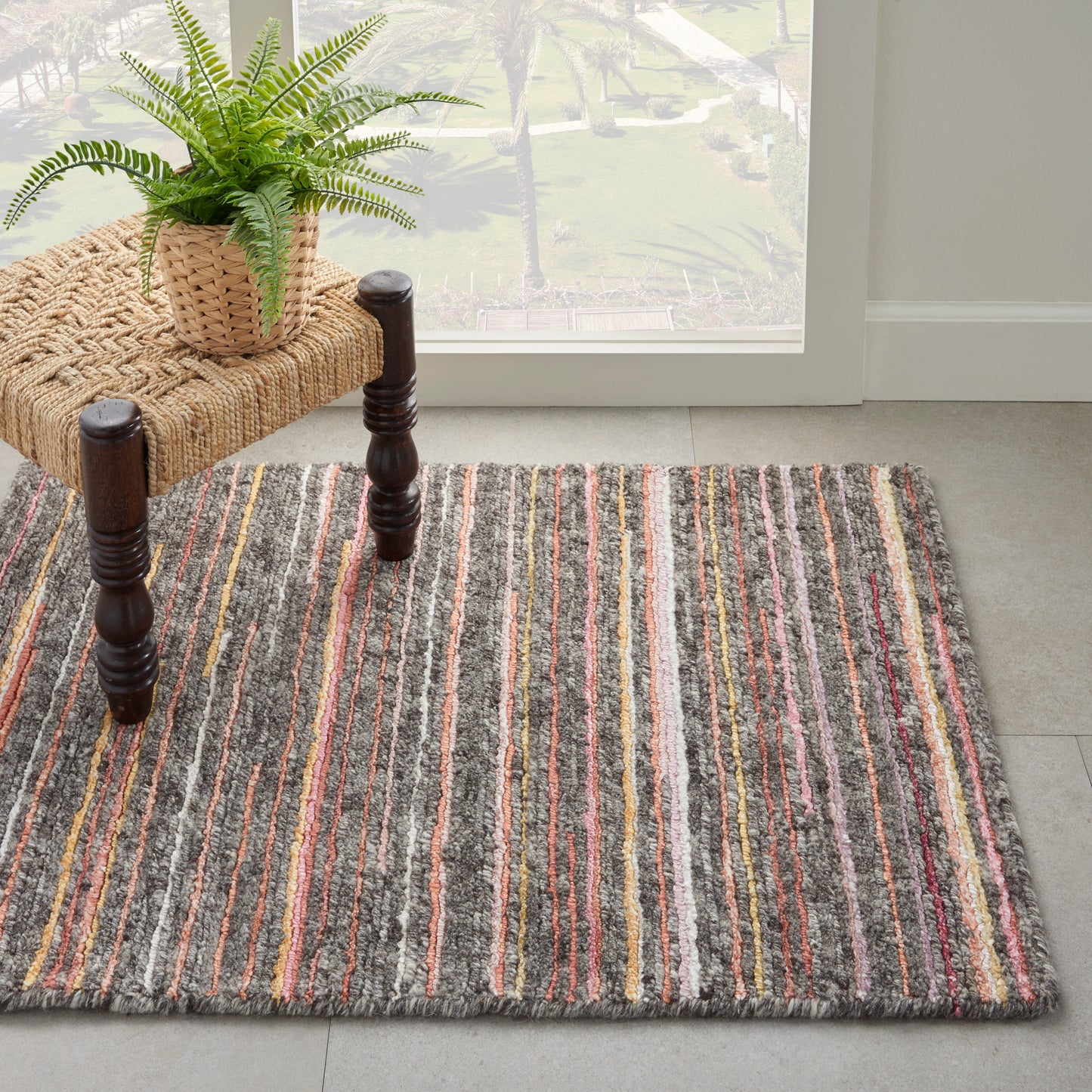Nourison Plateau 2' x 3' Grey Flame Modern Indoor Rug