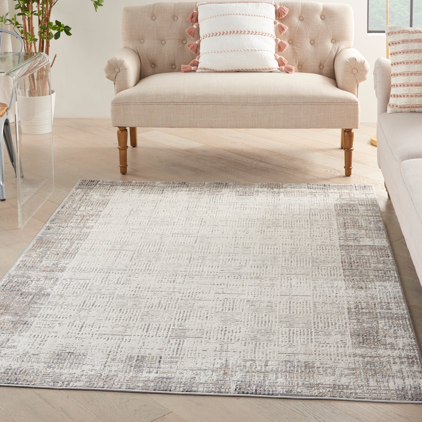 Nourison Elation 4' x 6' Ivory Grey Modern Indoor Rug