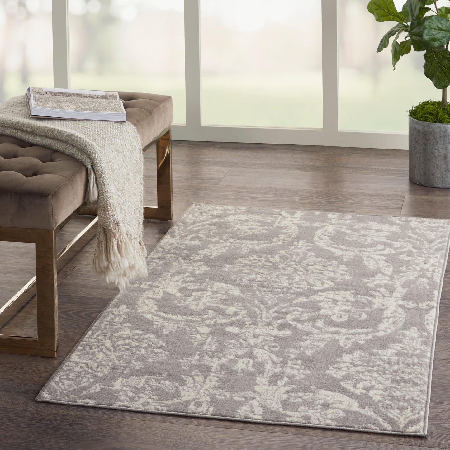 Nourison Jubilant 3' x 5' Grey Vintage Indoor Rug
