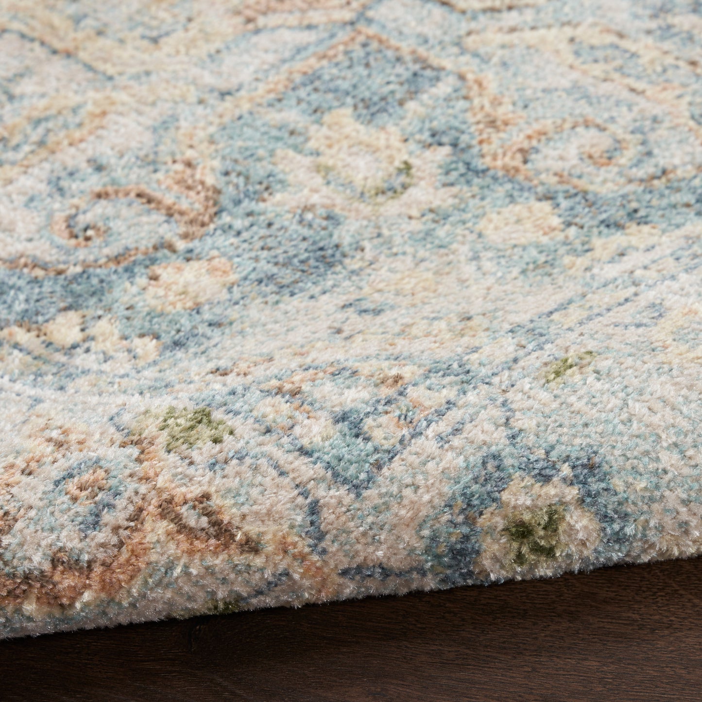 Nourison Astra Machine Washable 2'2" x 8' Beige Blue Vintage Indoor Rug