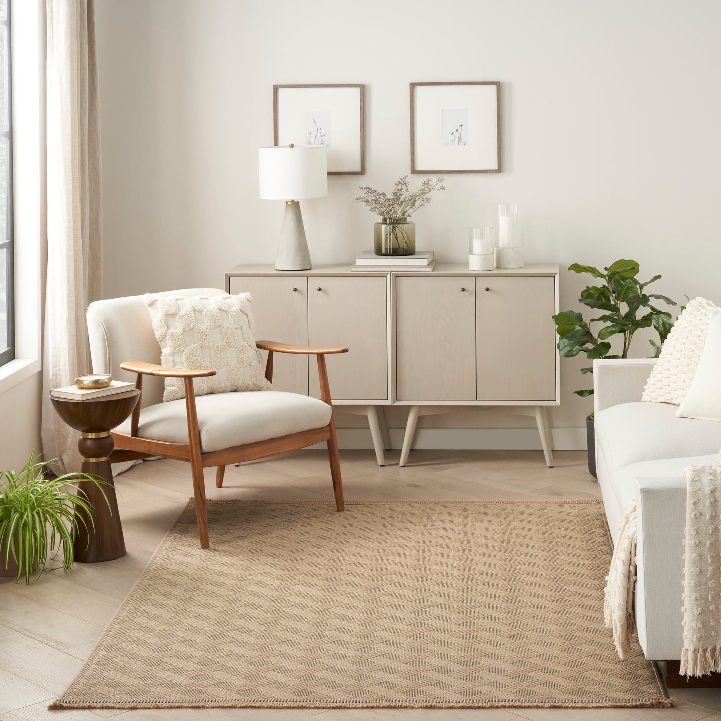 Nourison Washable Jute 3'11" x 5'11" Natural Modern Indoor Rug
