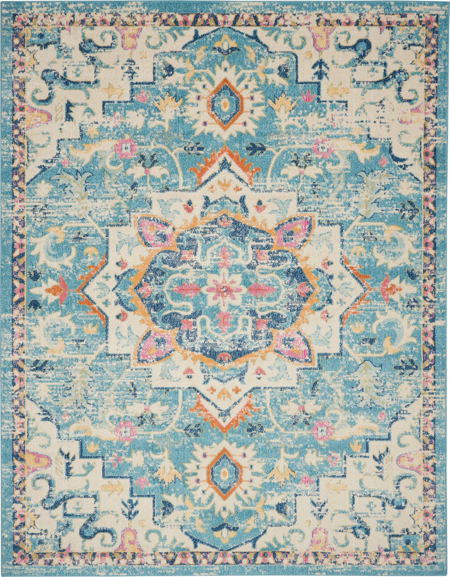 Nourison Passion 8' x 10' Ivory/Light Blue Bohemian Indoor Rug