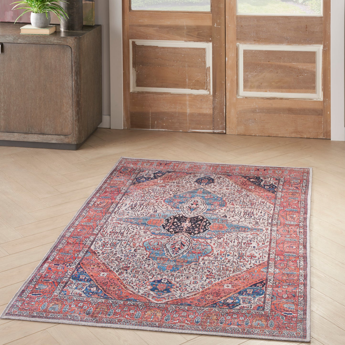 Nourison Grand Washables 4' x 6' Ivory Brick Vintage Indoor Rug