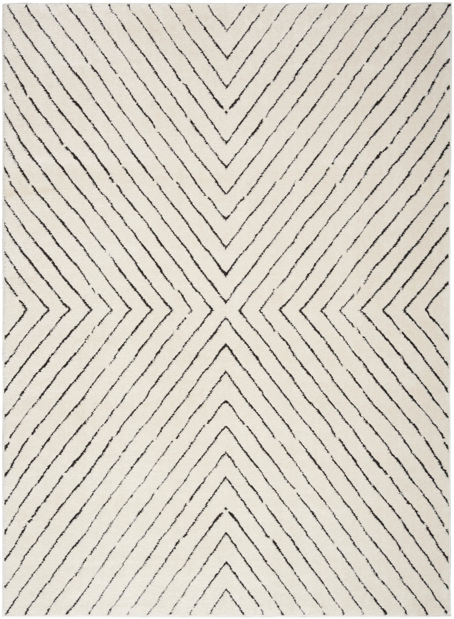 Nourison Modern Comfort 6'7" x 9' Ivory Black Scandinavian Indoor Rug