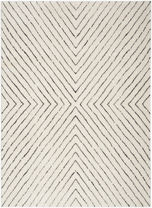 Nourison Modern Comfort 6'7" x 9' Ivory Black Scandinavian Indoor Rug