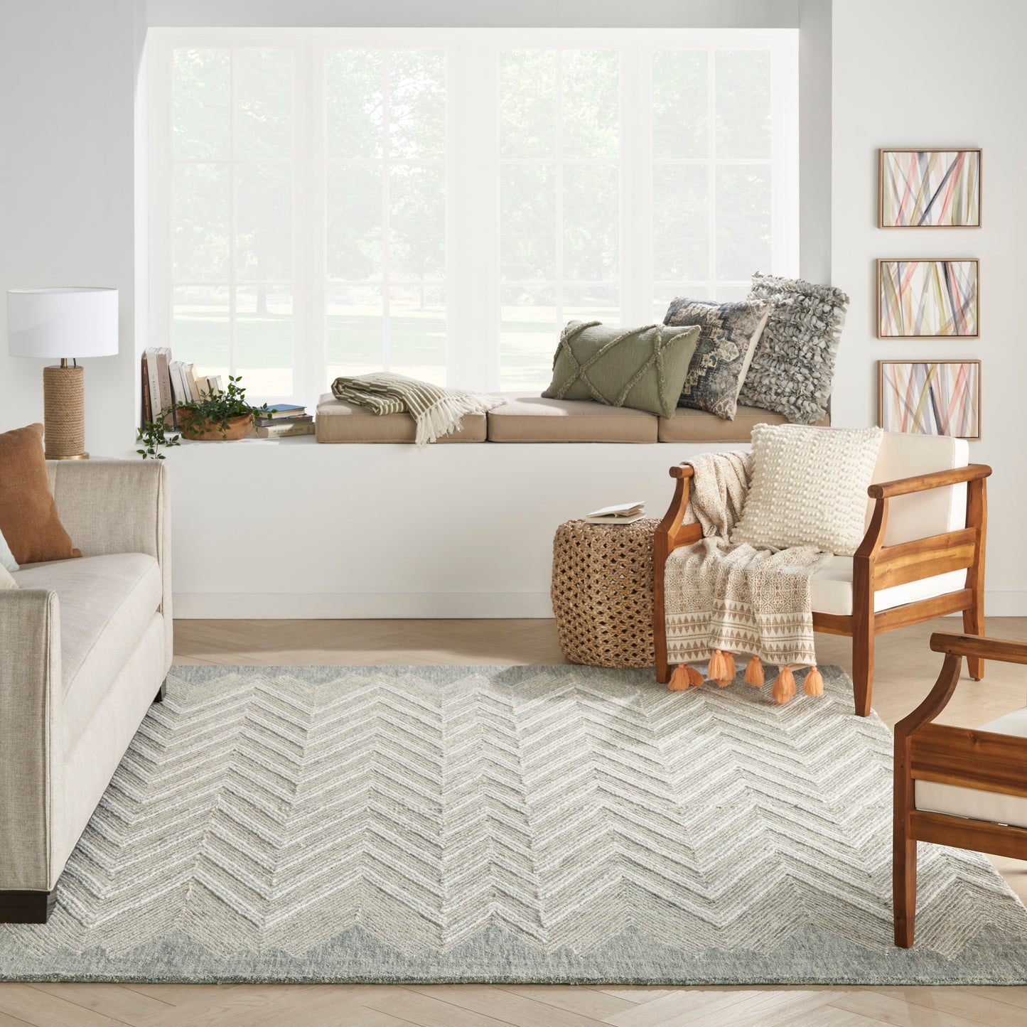 Nourison Interlock 8' x 10'6" Teal Modern Indoor Rug