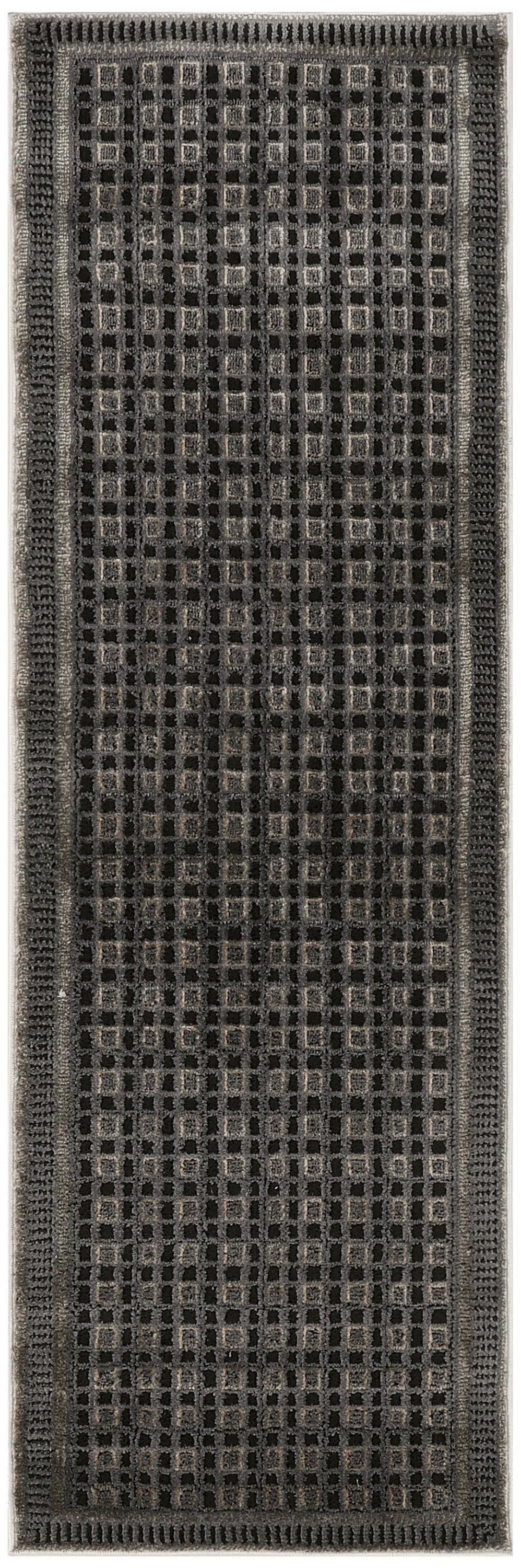 Nourison Nordic 2' x 6' Black Taupe Modern Indoor Rug