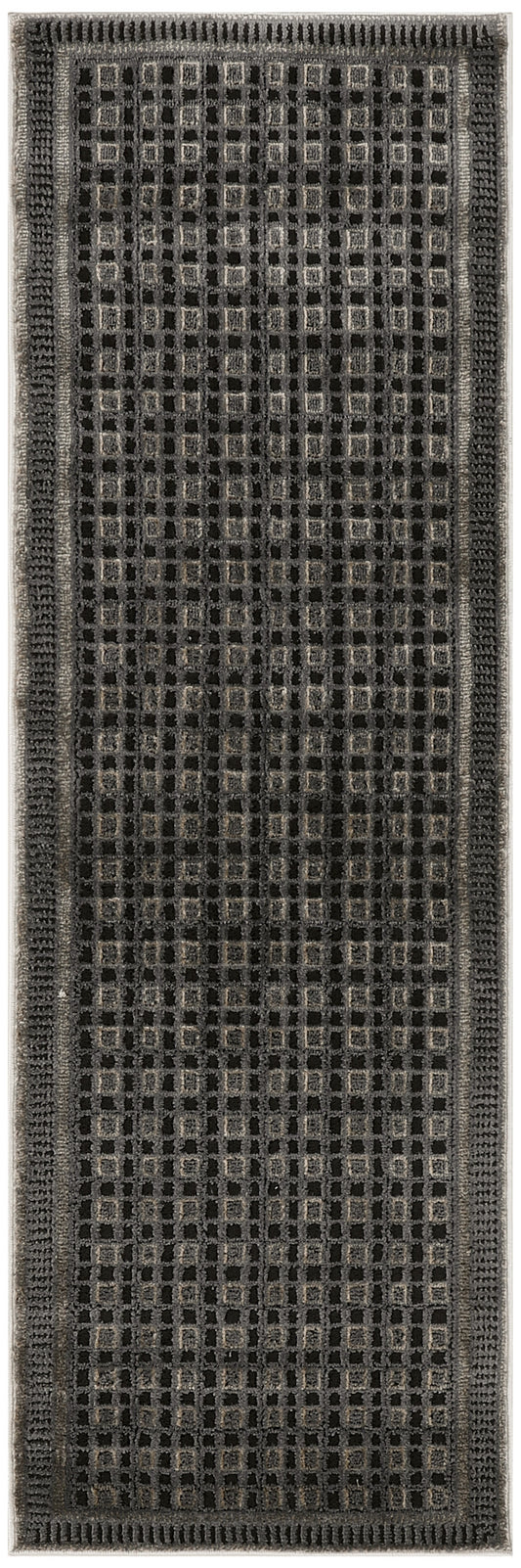 Nourison Nordic 2' x 6' Black Taupe Modern Indoor Rug