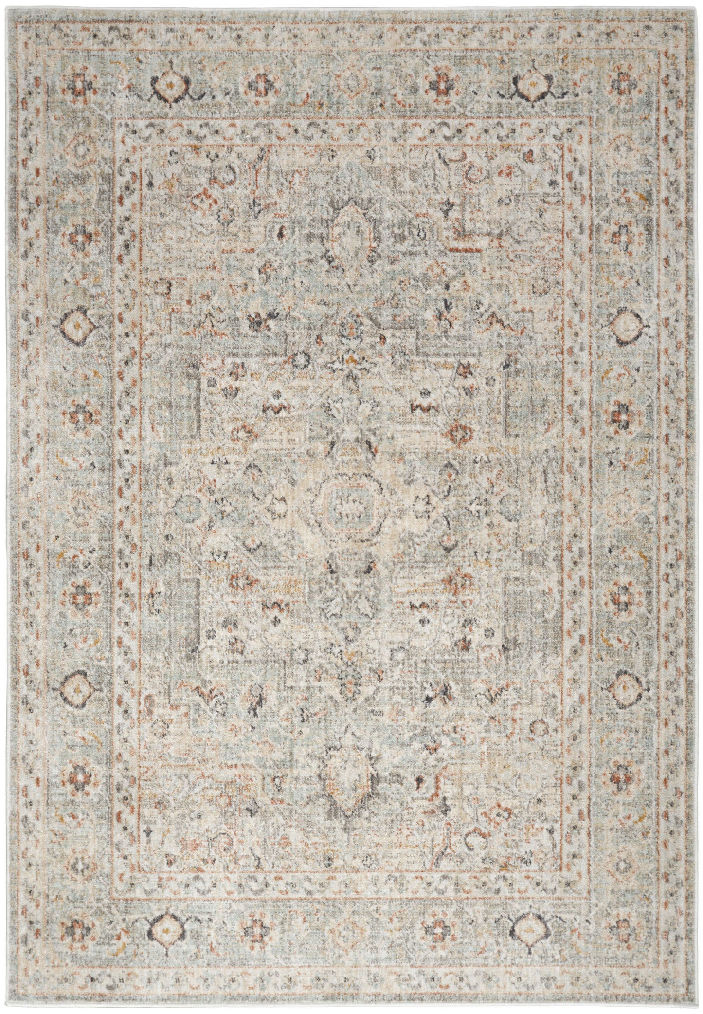 Nourison Oushak Home 4'1" x 5'11" Light Grey Vintage Indoor Rug