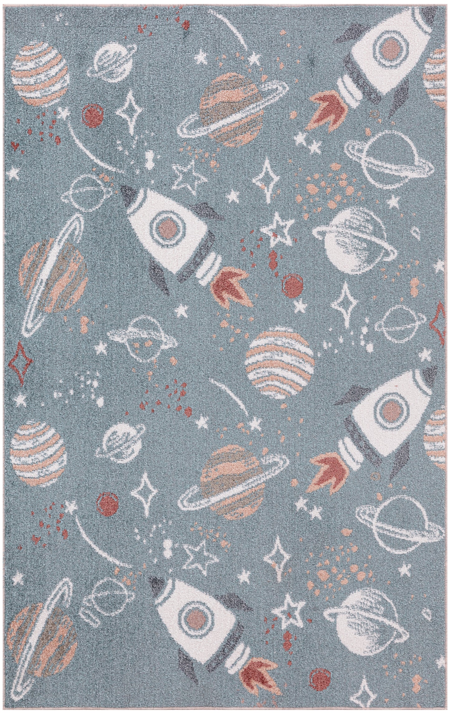 Nourison Astra Machine Washable 3'3" x 5' Blue Multicolor Kids Indoor Rug