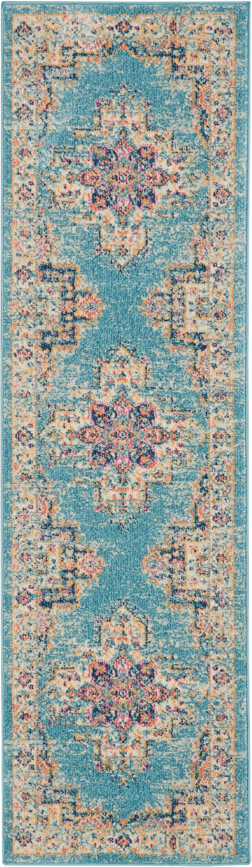 Nourison Passion 2'2" x 7'6" Light Blue Bohemian Indoor Rug