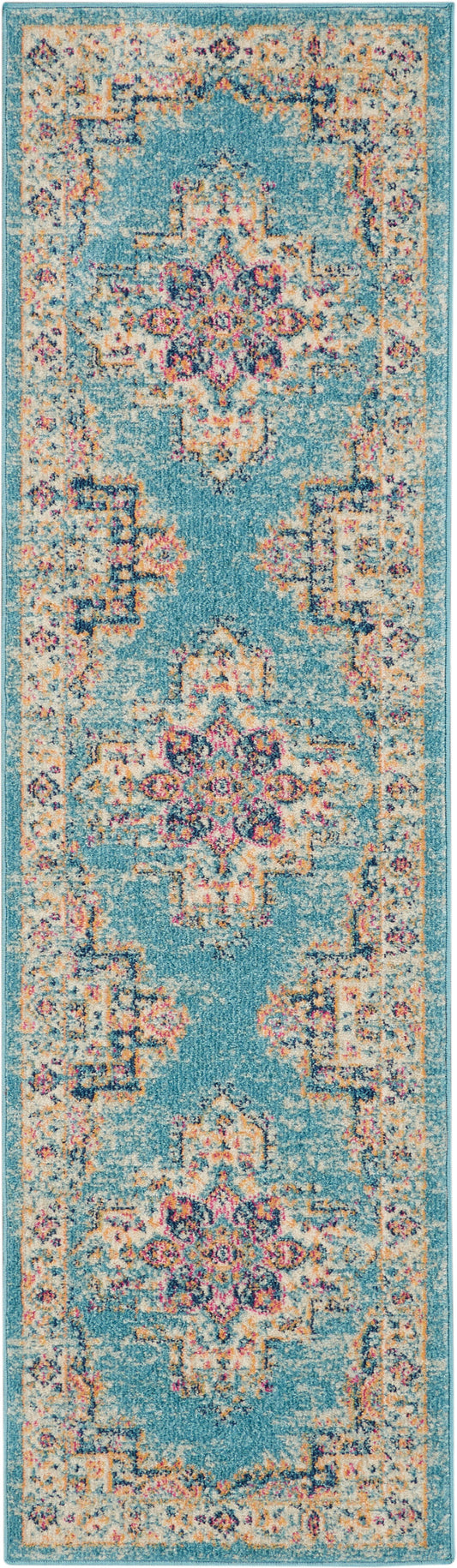 Nourison Passion 2'2" x 7'6" Light Blue Bohemian Indoor Rug
