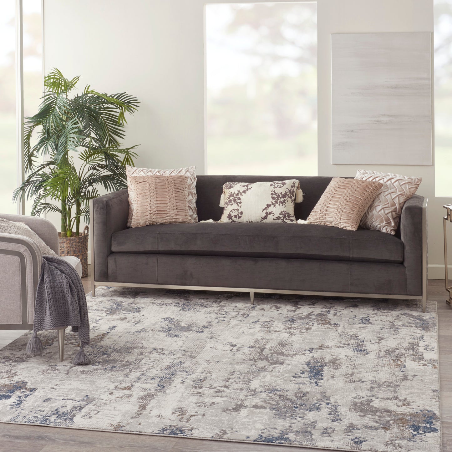 Nourison Royal Terrace 8'10" x 11'10" White Blue Modern Indoor Rug
