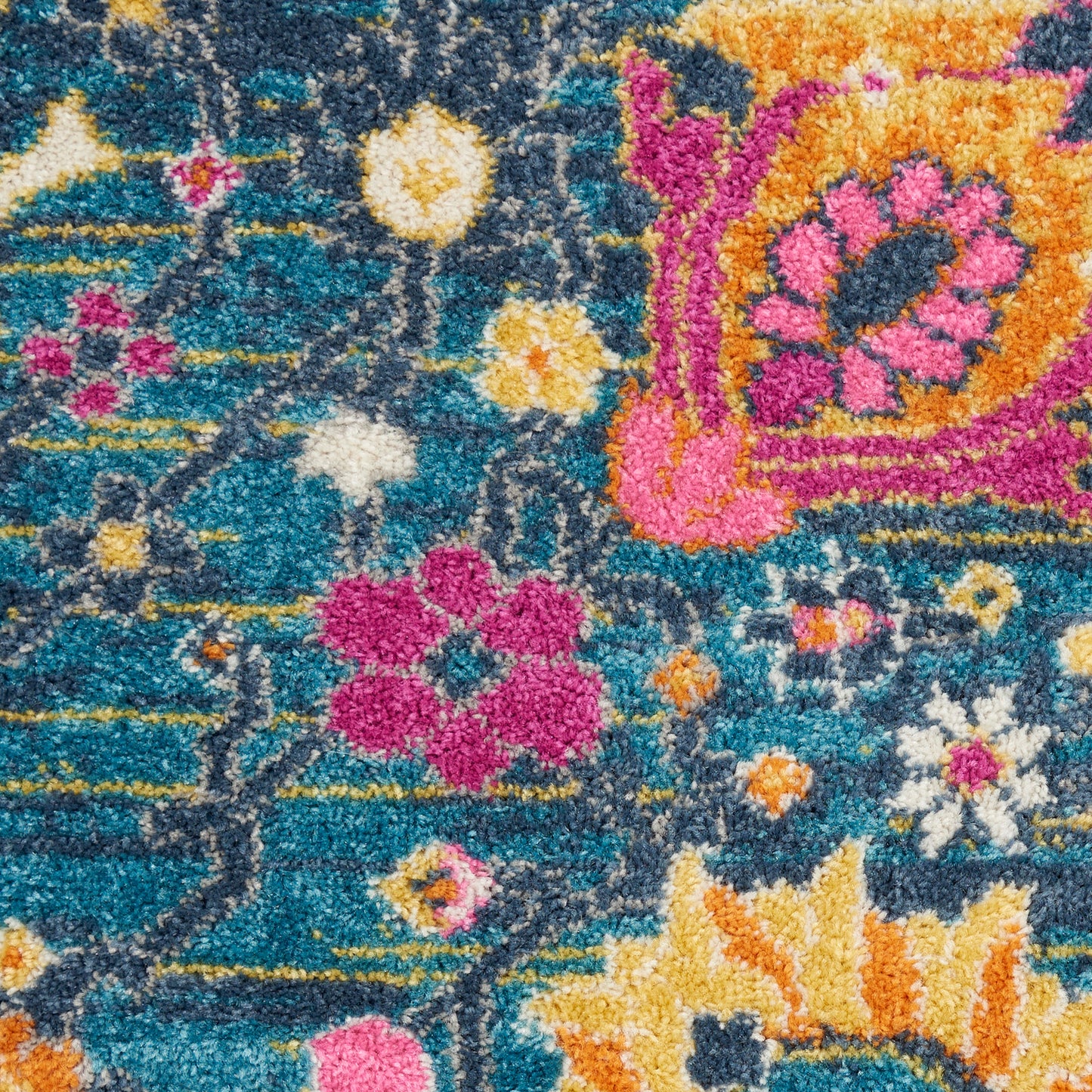 Nourison Passion 4' x Round Denim Bohemian Indoor Rug