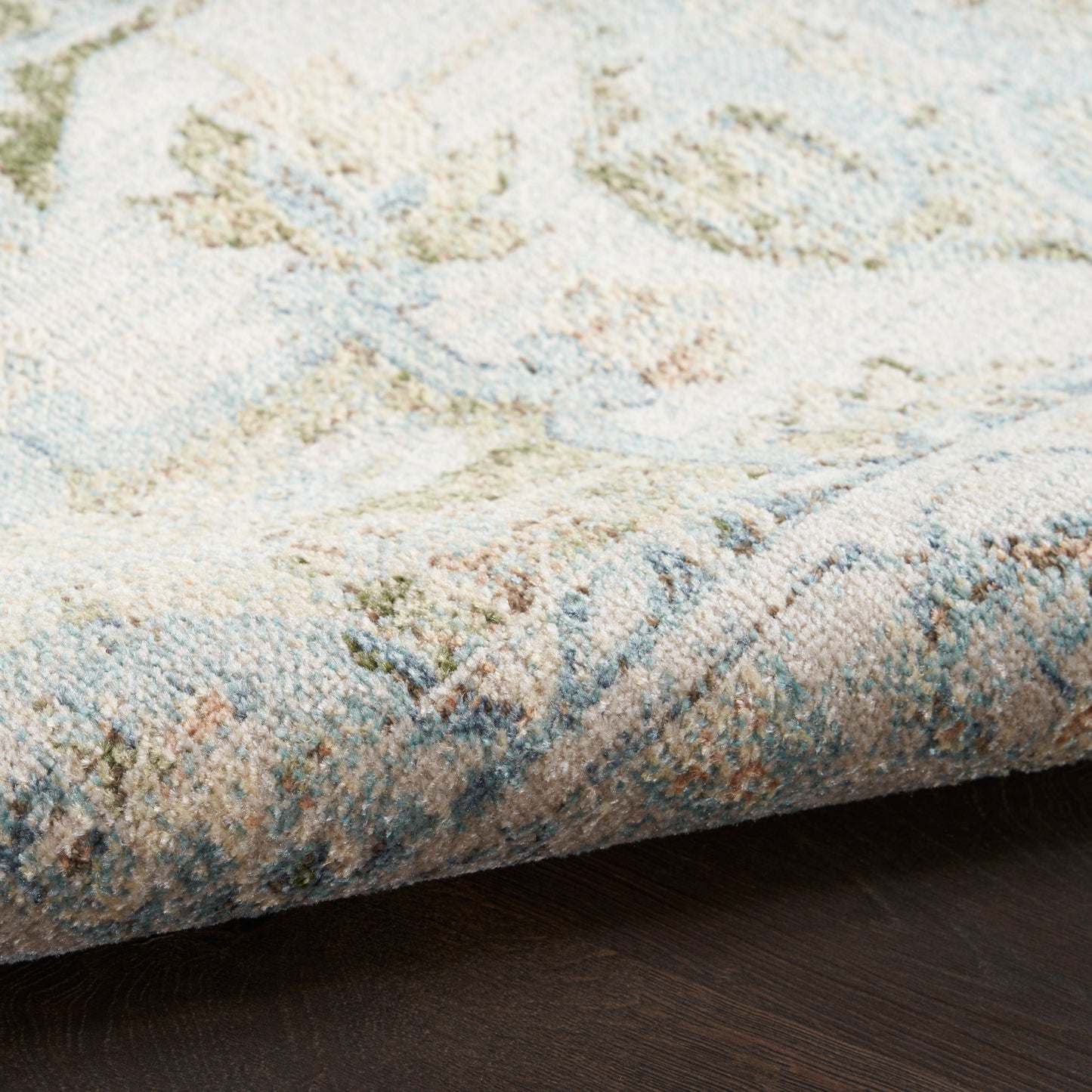 Nourison Astra Machine Washable 7'10" x Round Blue Green Vintage Indoor Rug