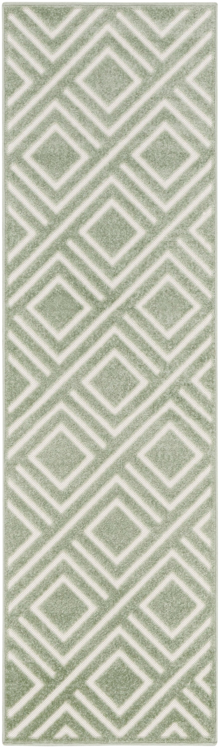 Nourison Care Free 2' x 6' Green Modern Indoor Rug
