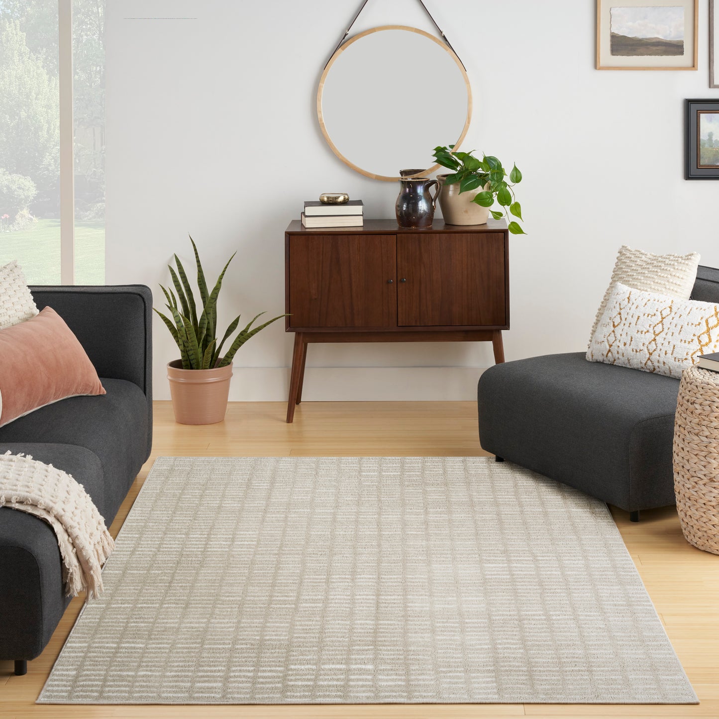 Nourison Modern Comfort 3'11" x 5'11" Grey Ivory Scandinavian Indoor Rug