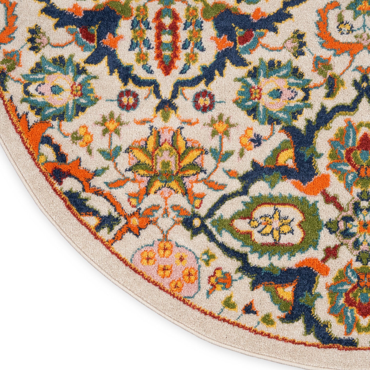 Nourison Allur 5'3" x Round Ivory Multicolor Bohemian Indoor Rug