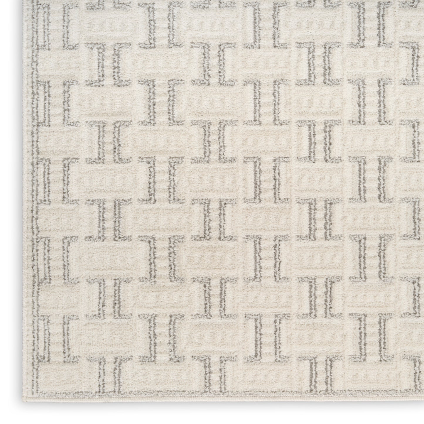 Nourison Nordic 2' x 6' Ivory Grey Scandinavian Indoor Rug